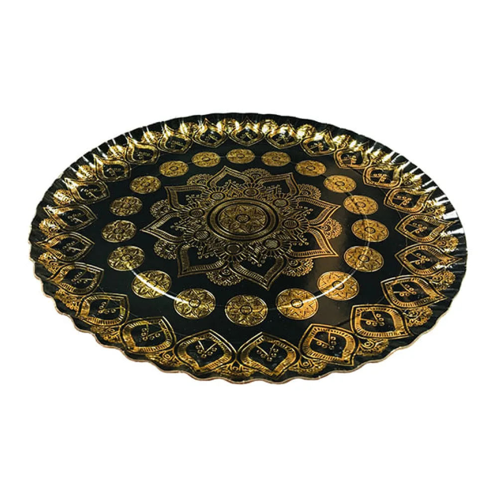Bandeja Redonda Mandala Negro 35 Cm Fiestamania
