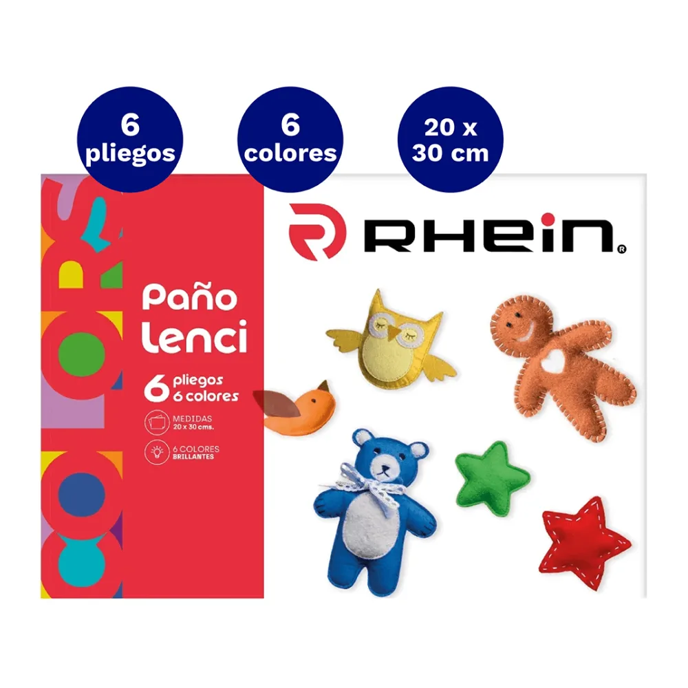 Block de Paño Lenci 6 Hojas 6 Colores Rhein