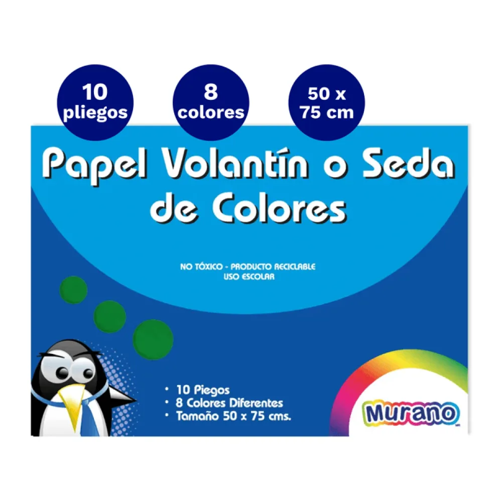 Block de Papel Seda 8 Colores 10 Pliegos Murano