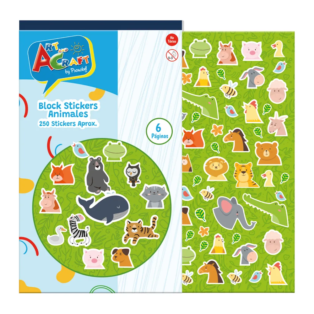Block de Stickers 6 Paginas Animales Art & Craft