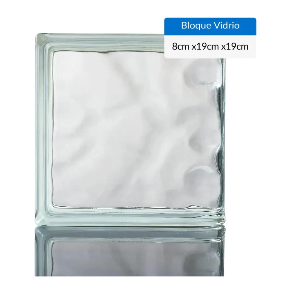 Bloque de Vidrio Transparente Terminación Curva. Holztek