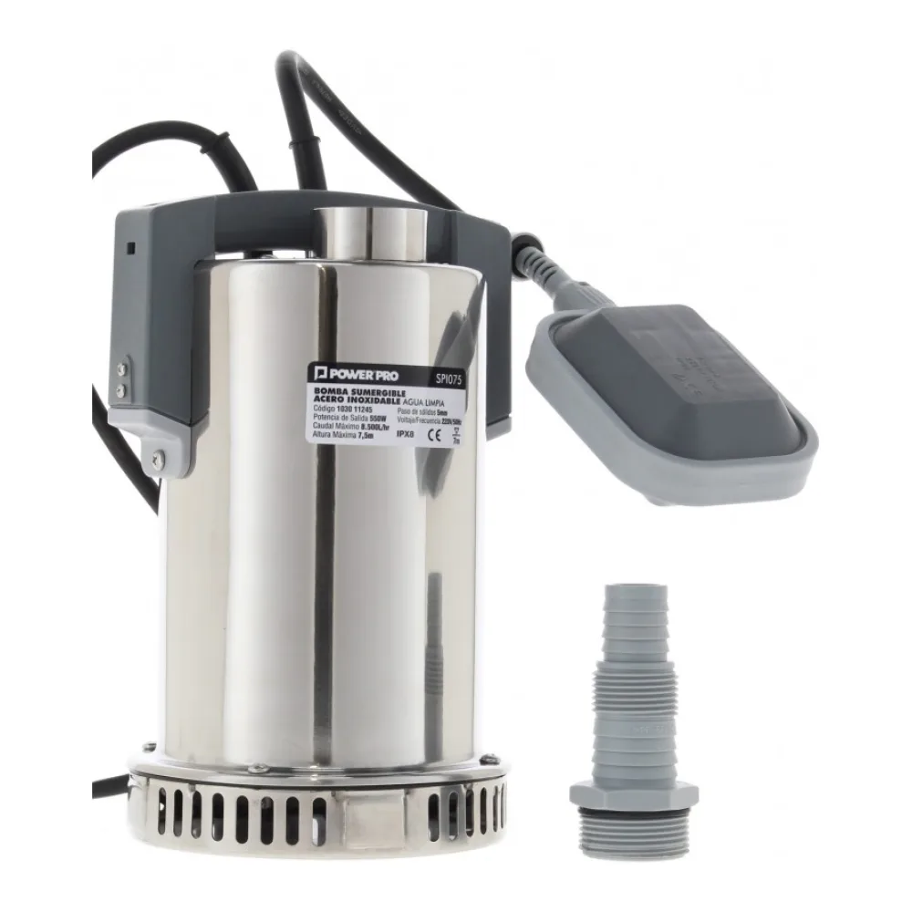 Bomba de Agua Sumergible Power Pro SPI075 Agua Limpia 0,75HP Inox