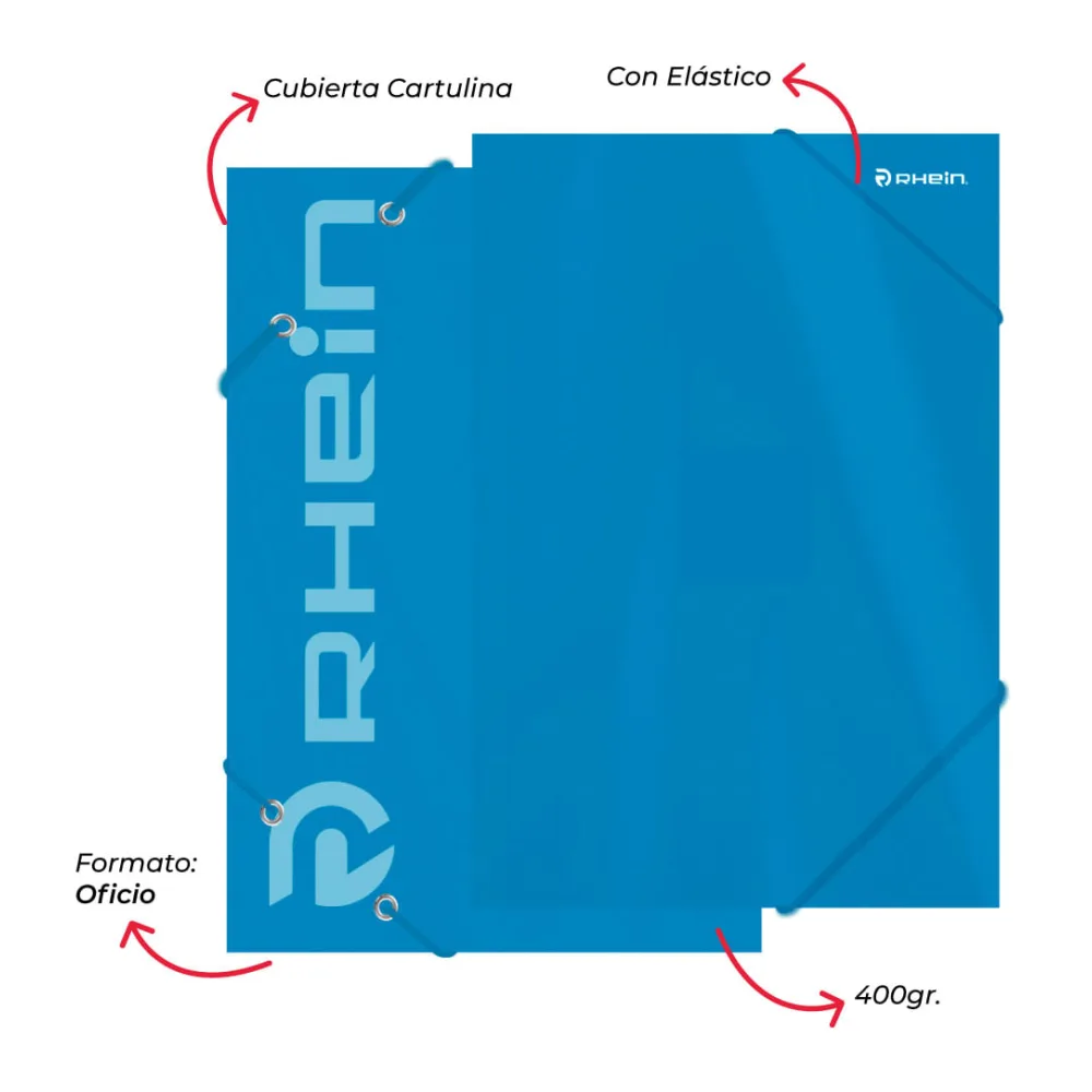 Carpeta con Elástico Cartulina Oficio Celeste Rhein