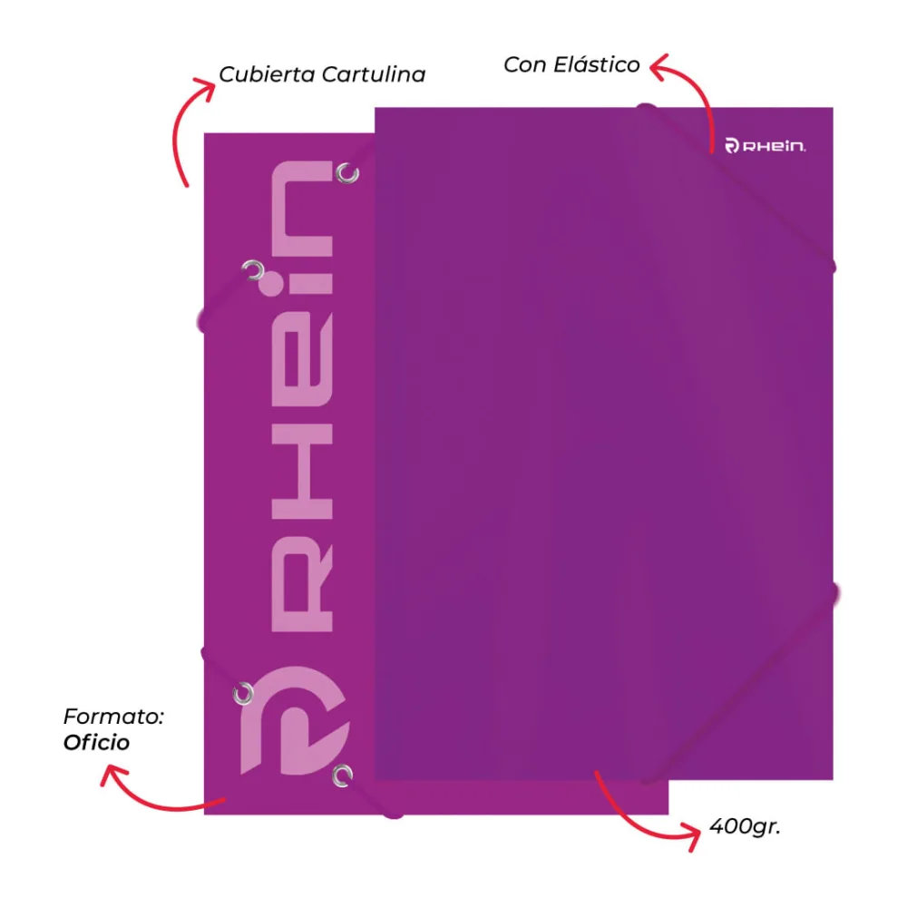 Carpeta con Elástico Cartulina Oficio Morado Rhein