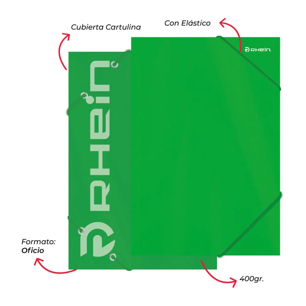Carpeta con Elástico Cartulina Oficio Verde Rhein