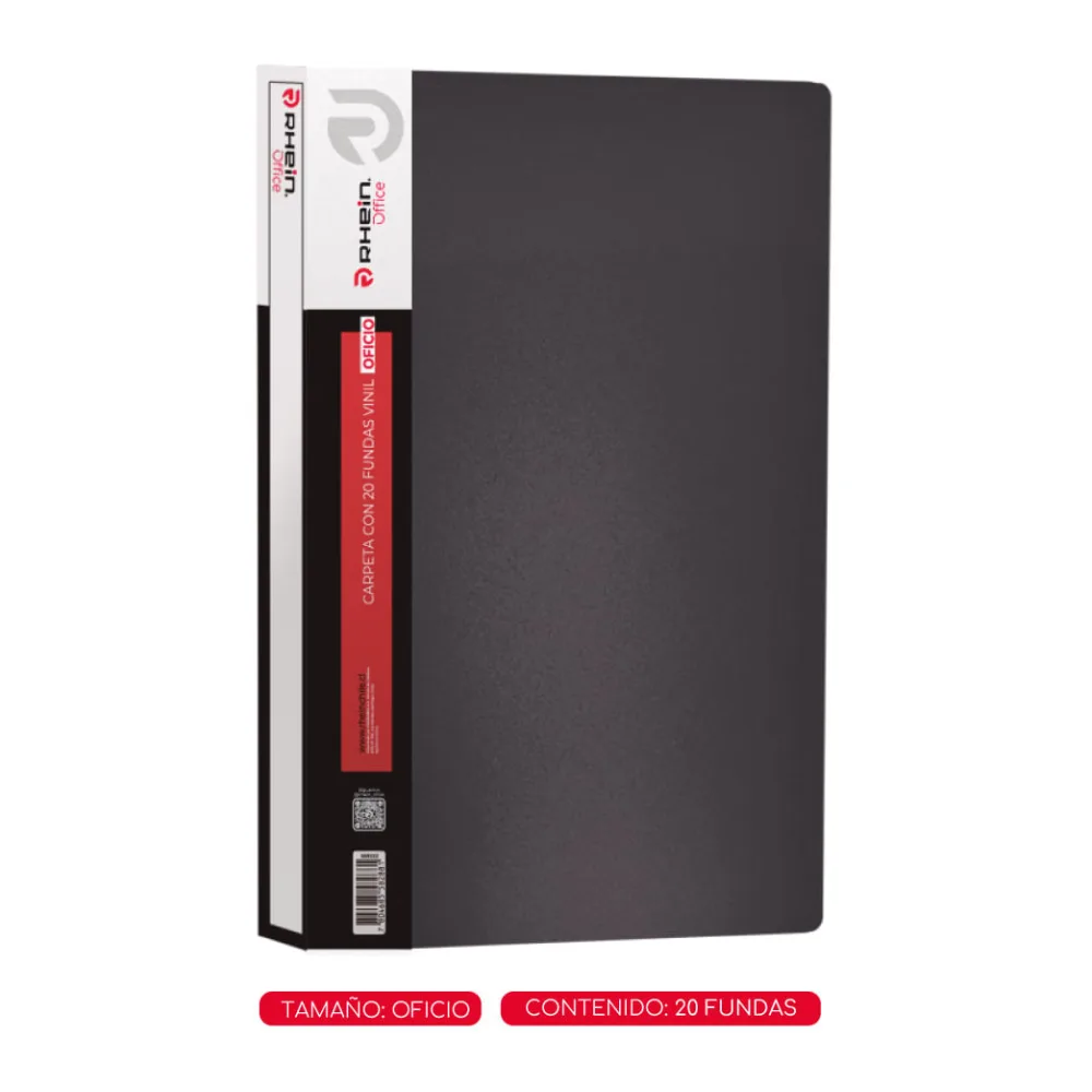 Carpeta con Fundas Oficio 20 Fundas Vinil Negro Rhein