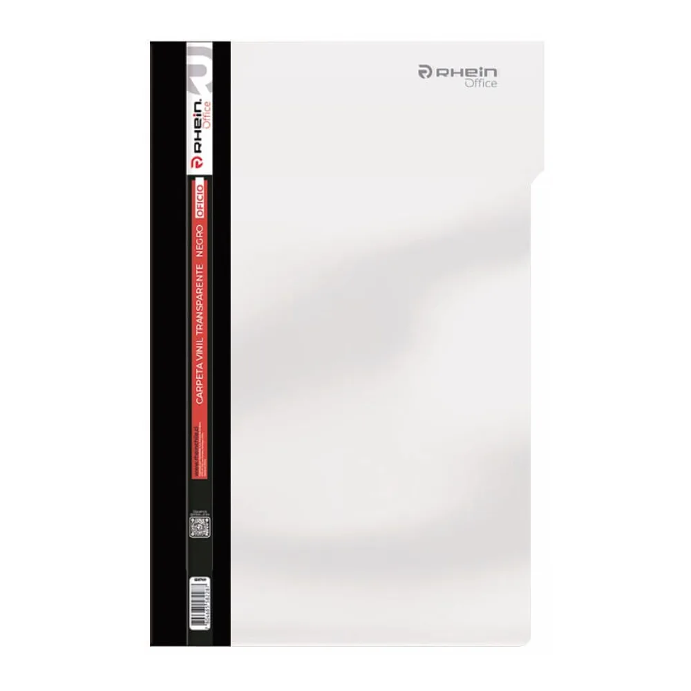 Carpeta Vinil Transparente Oficio Negro Rhein