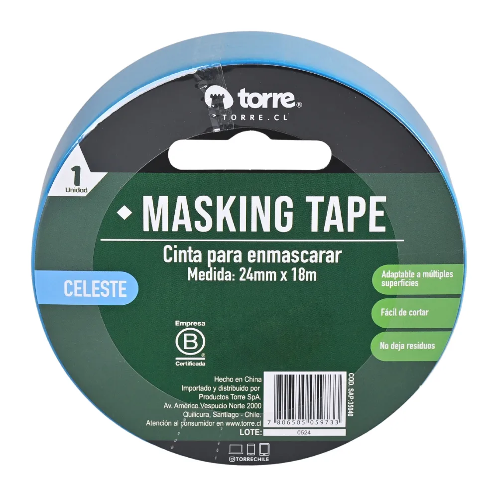 Cinta Masking Color Celeste 24MM X 18MT