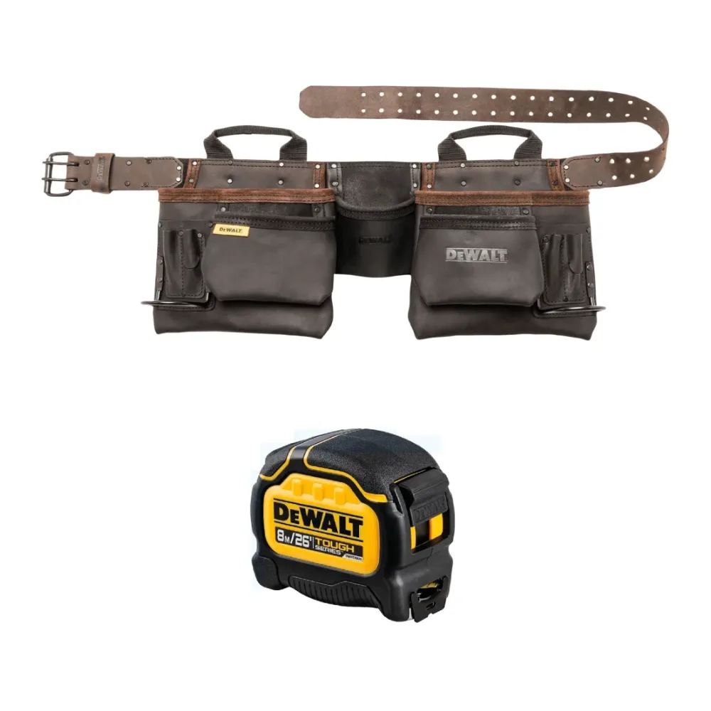 Cinturon Portaherramienta Dewalt 18 Bolsillos + Huincha de Medir 8 Metros DWST550113-CINT
