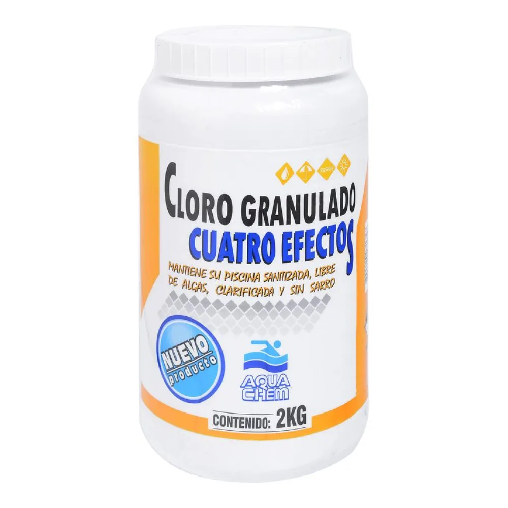 Cloro Granulado para Piscinas 2 Kg Frasco Aquachem