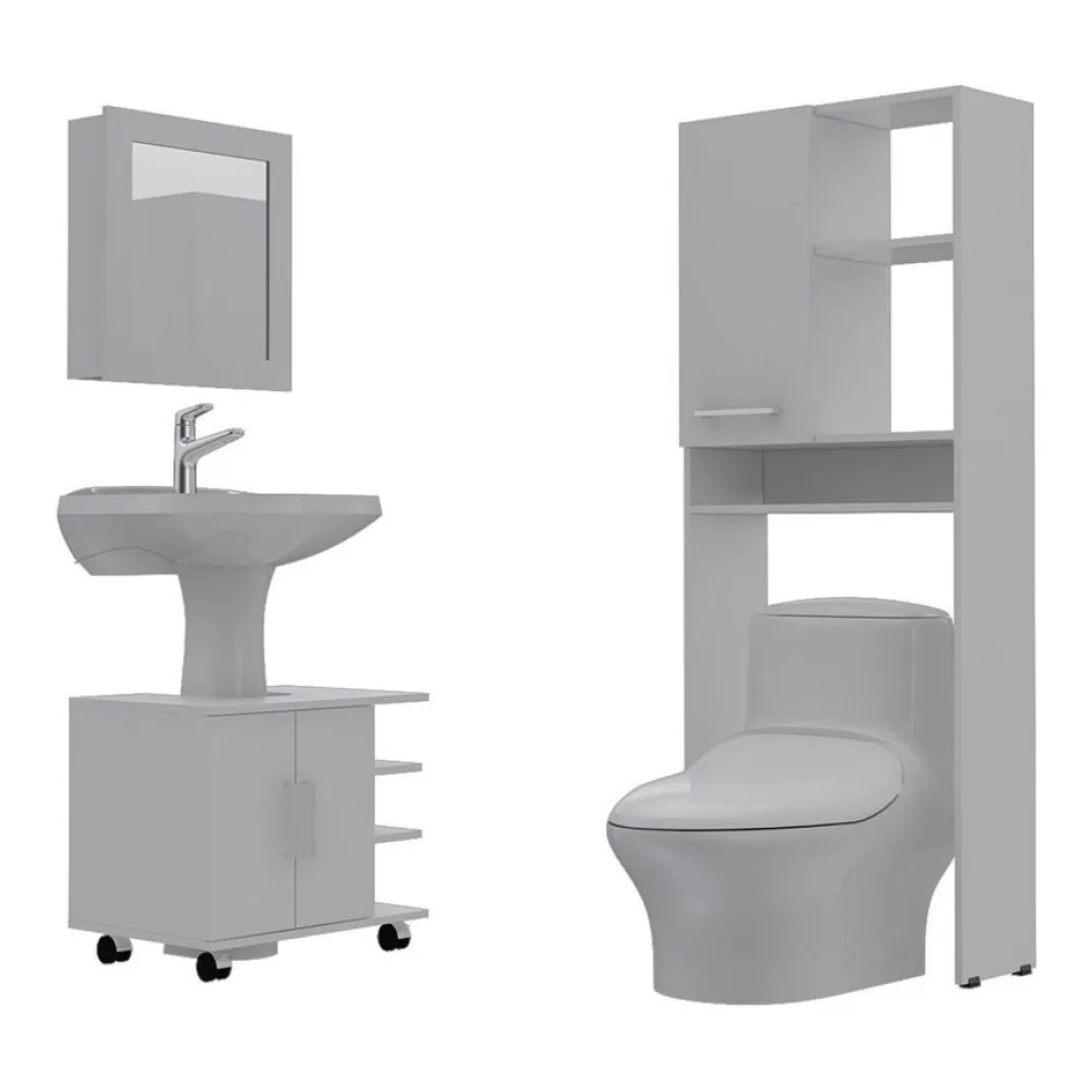 Combo Botiquín 47/MUEBLE Bajo Lavamanos 55/ESTANTE 27 Rta Design