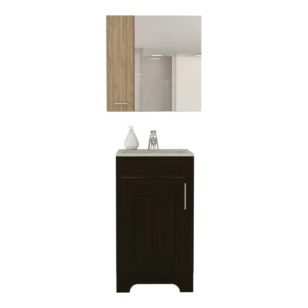 Combo Botiquín + Mueble Lavamanos Miel Wengue Tuhome