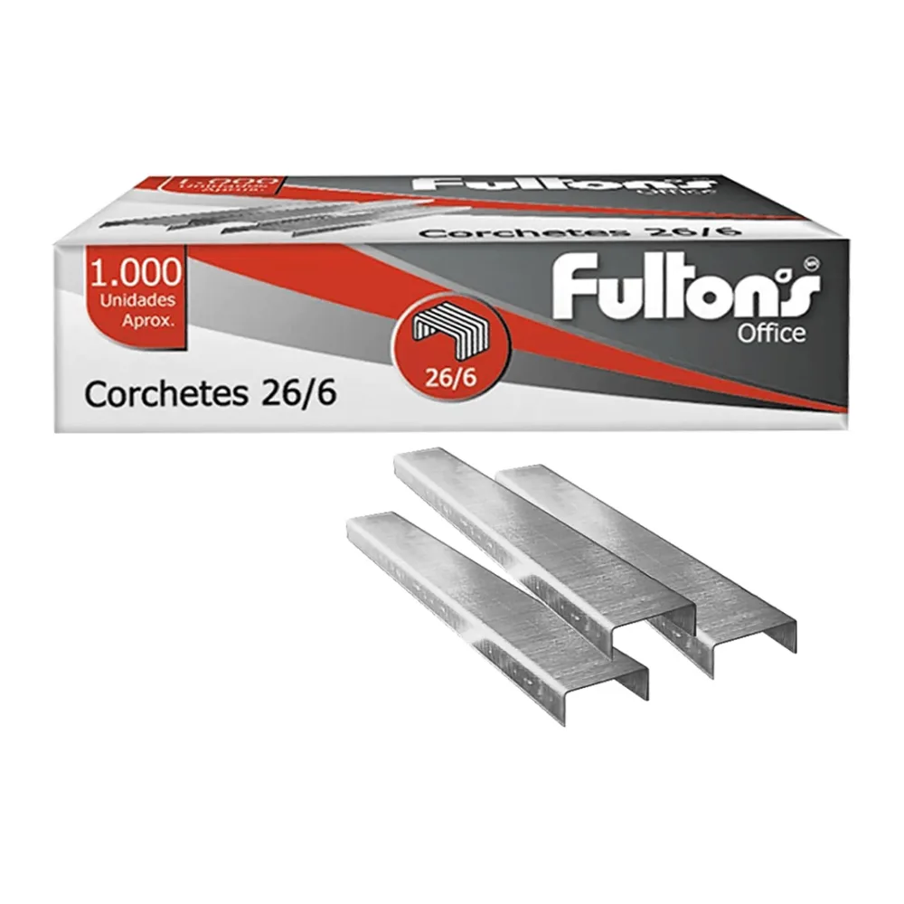 Corchetes en Caja Acero Cromado 1000 Unidades Fultons