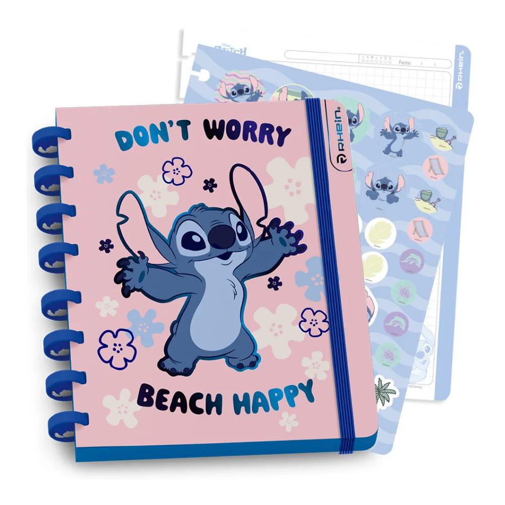 Cuaderno Especial 1/2 Oficio Discos Stitch Waves Diseño 1 Rhein