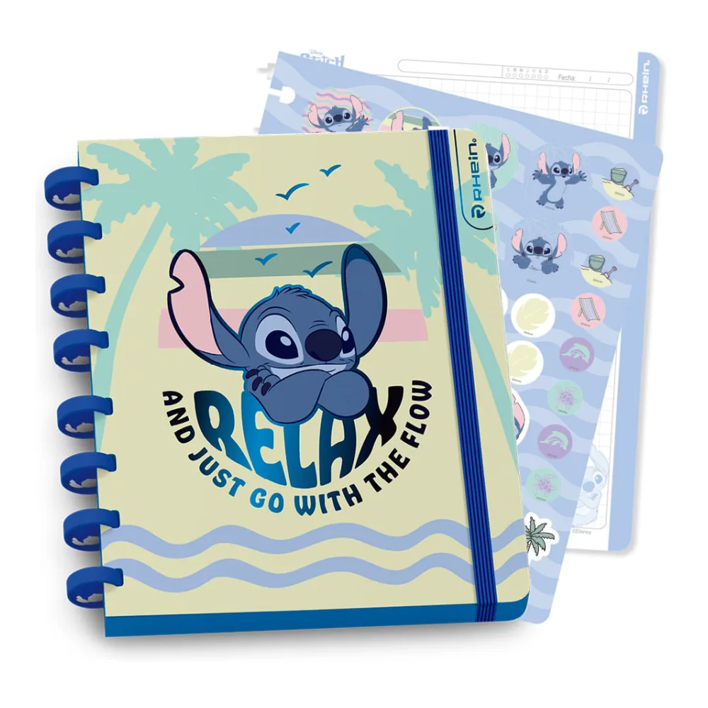 Cuaderno Especial 1/2 Oficio Discos Stitch Waves Diseño 2 Rhein