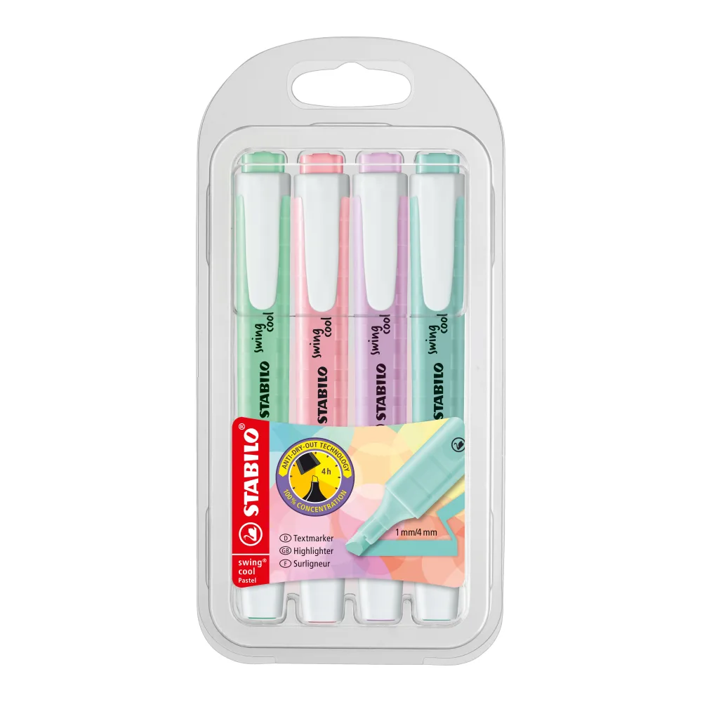 Destacador Swing Cool Pastel 4 Unidades Stabilo