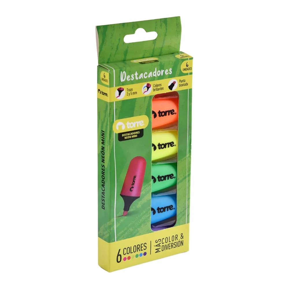 Destacadores Neon Mini 6 Colores Torre