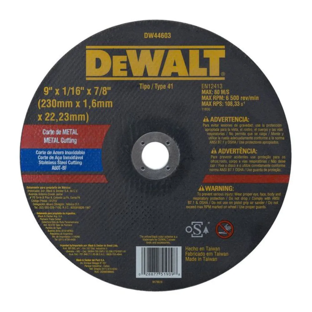Disco Corte Metal 9" DeWalt