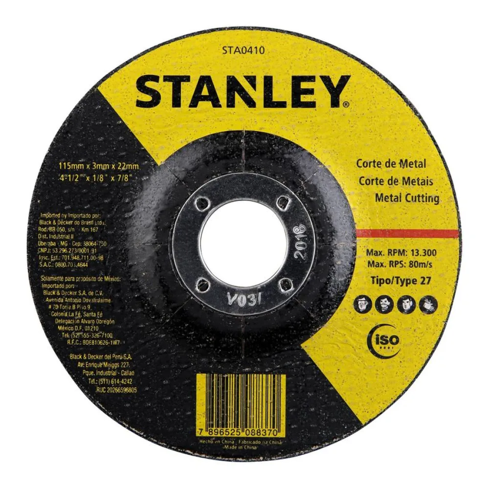 Disco de Corte 4,5" Grano Abrasivo Stanley