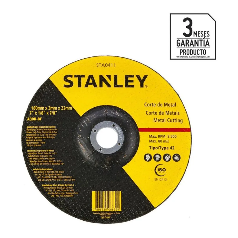 Disco de Corte 7" Grano Abrasivo Stanley