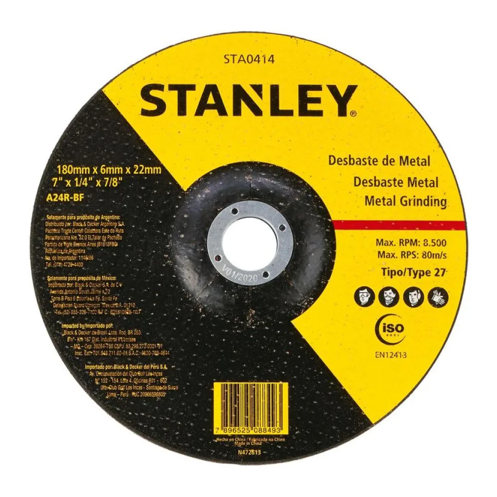 Disco Desbaste 7" Grano Abrasivo Stanley