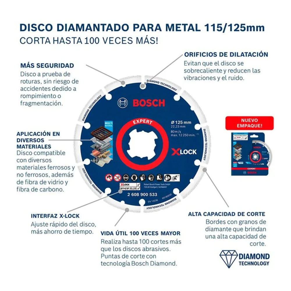 Disco Diamantado Expert Multimaterial 125X22,23MM Bosch