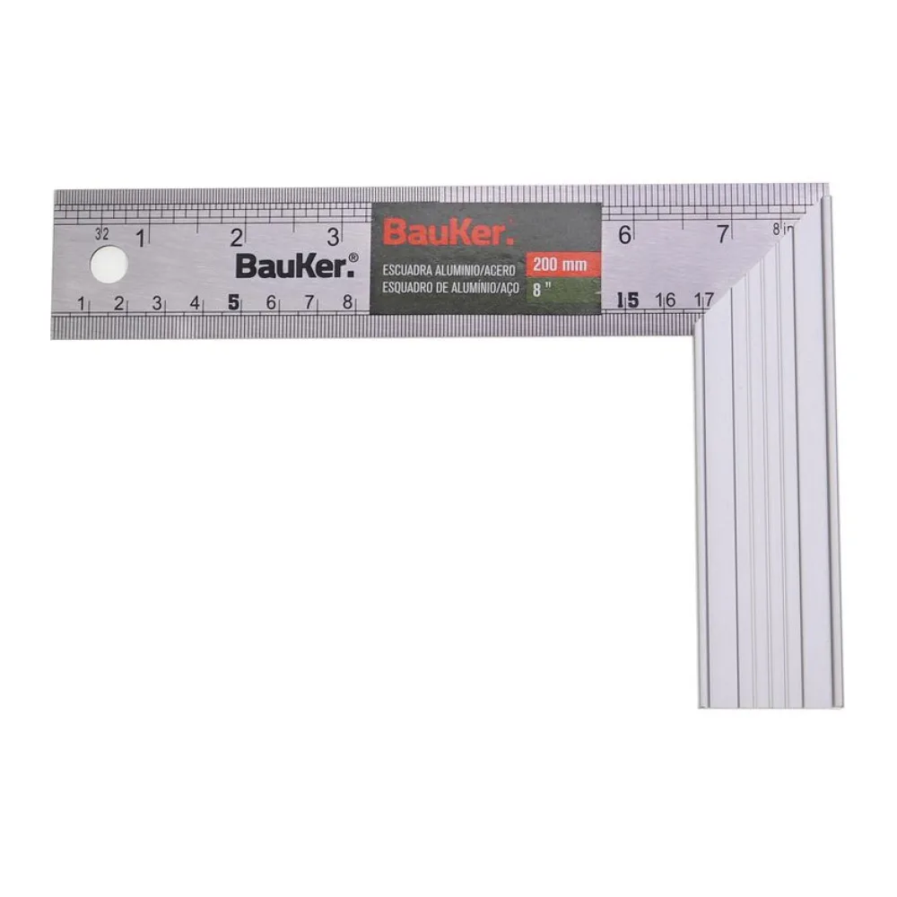 Escuadra Carpintera 8" Acero Bauker