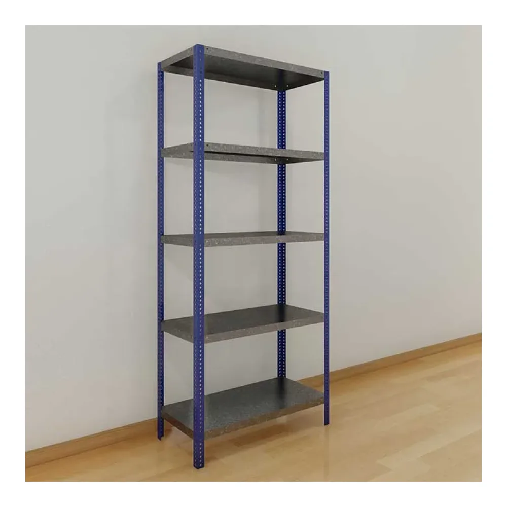 Estanterías Metálicas Bandeja Galvanizada y Pilar Azul - 5 Niveles