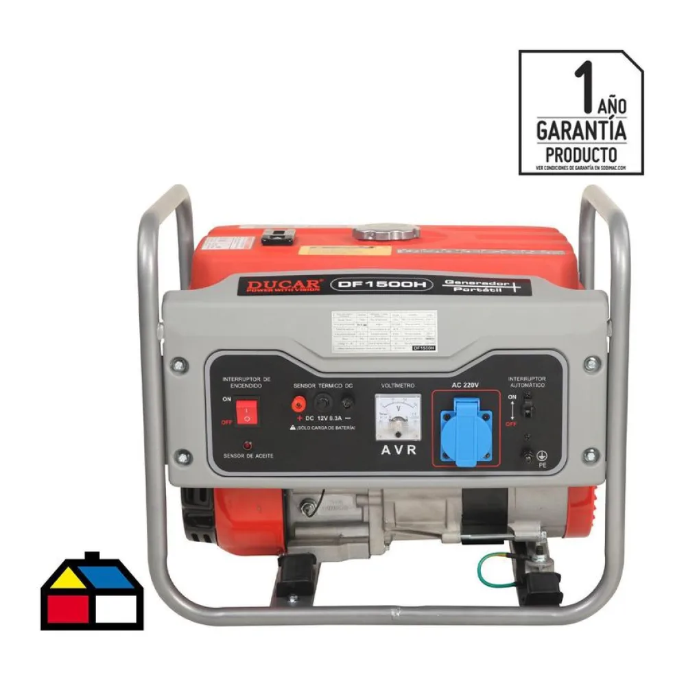 Generador Eléctrico a Gasolina Partida Manual 1200 W 6.5 L Ducar