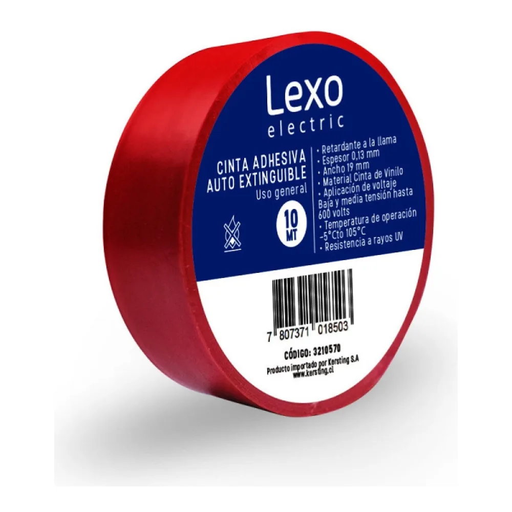 Huincha Aisladora Pvc Lexo 10 Yd Rojo Kersting