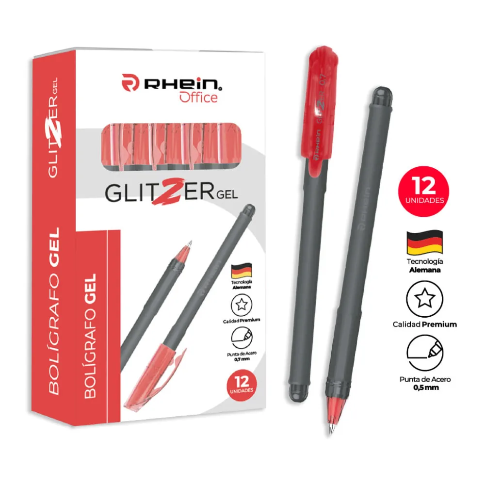 Lápiz Glitzer Gel Rojo 0,5 Mm Rhein