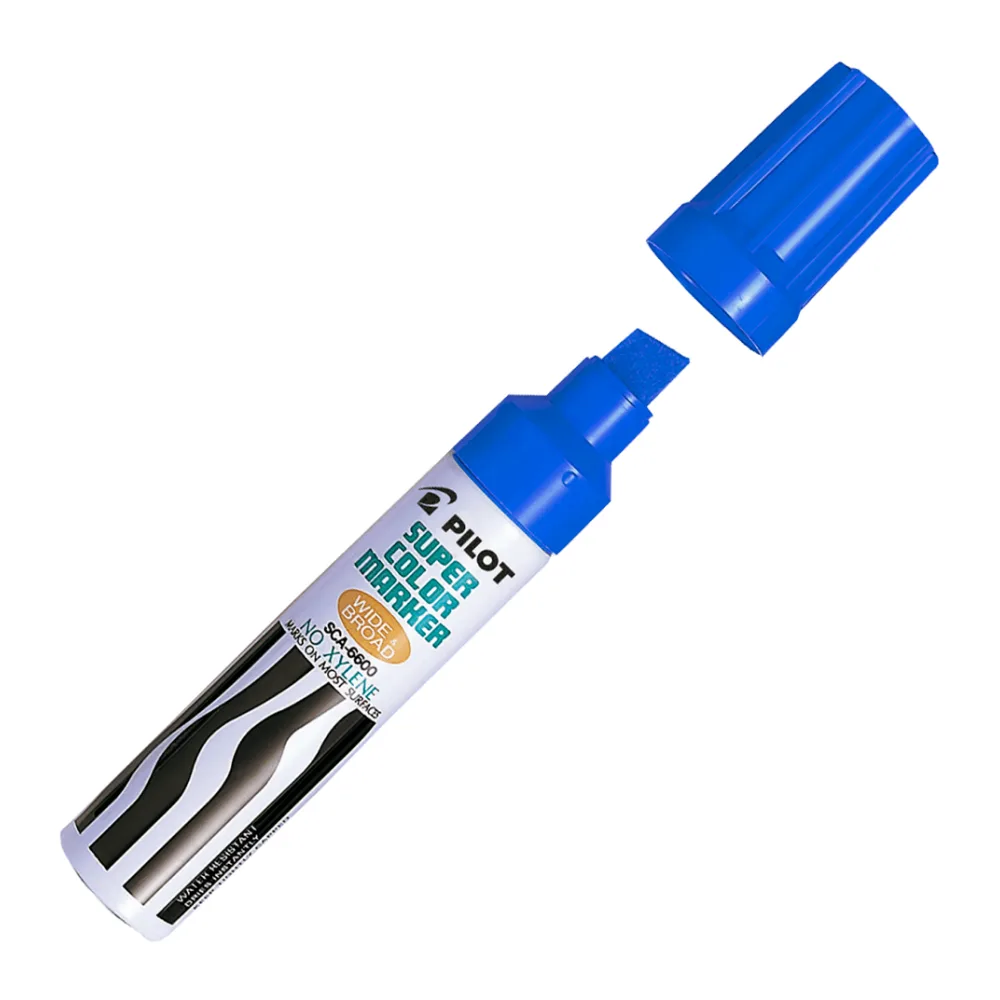 Marcador Permanente Recargable SCA-6600 Punta Biselada Azul Metal Pilot
