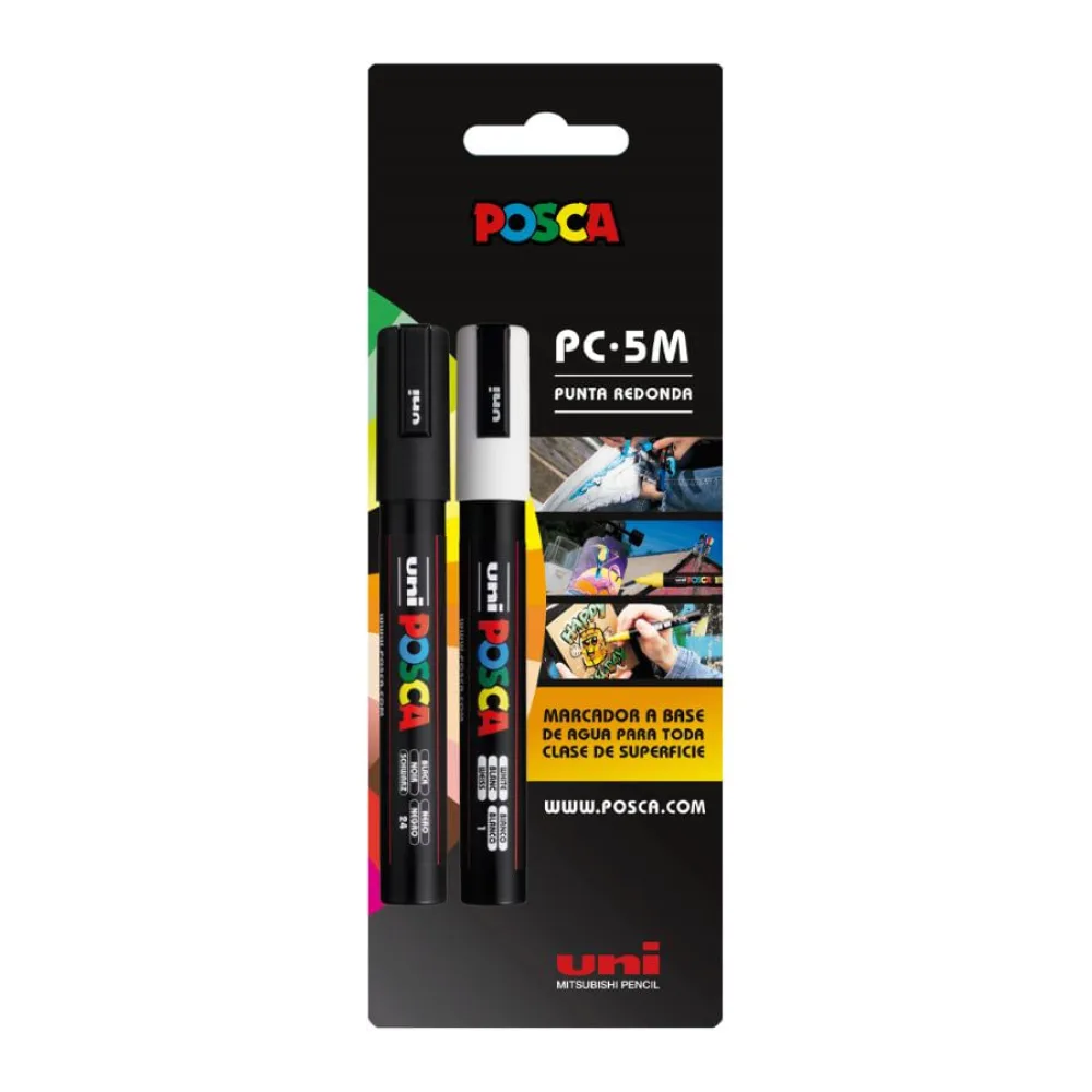Marcadores Tipo Tempera 5M X1 Negro y X1 Blanco Posca