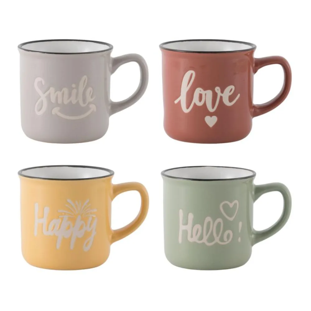 Mug 300 Ml Cerámica Palabras Multicolor 1 Unidad(es) Just Home Collection