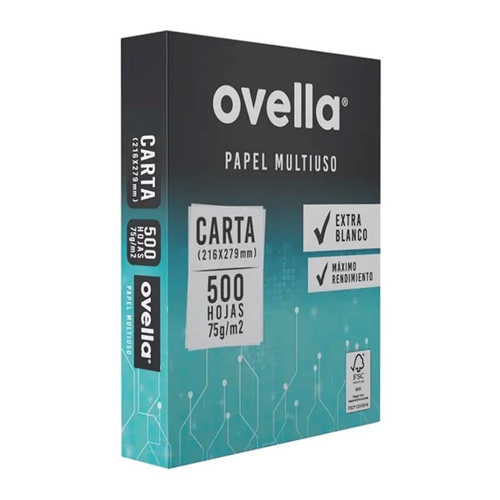 Papel Fotocopia Carta 75 Gramos 500 Hojas Ovella