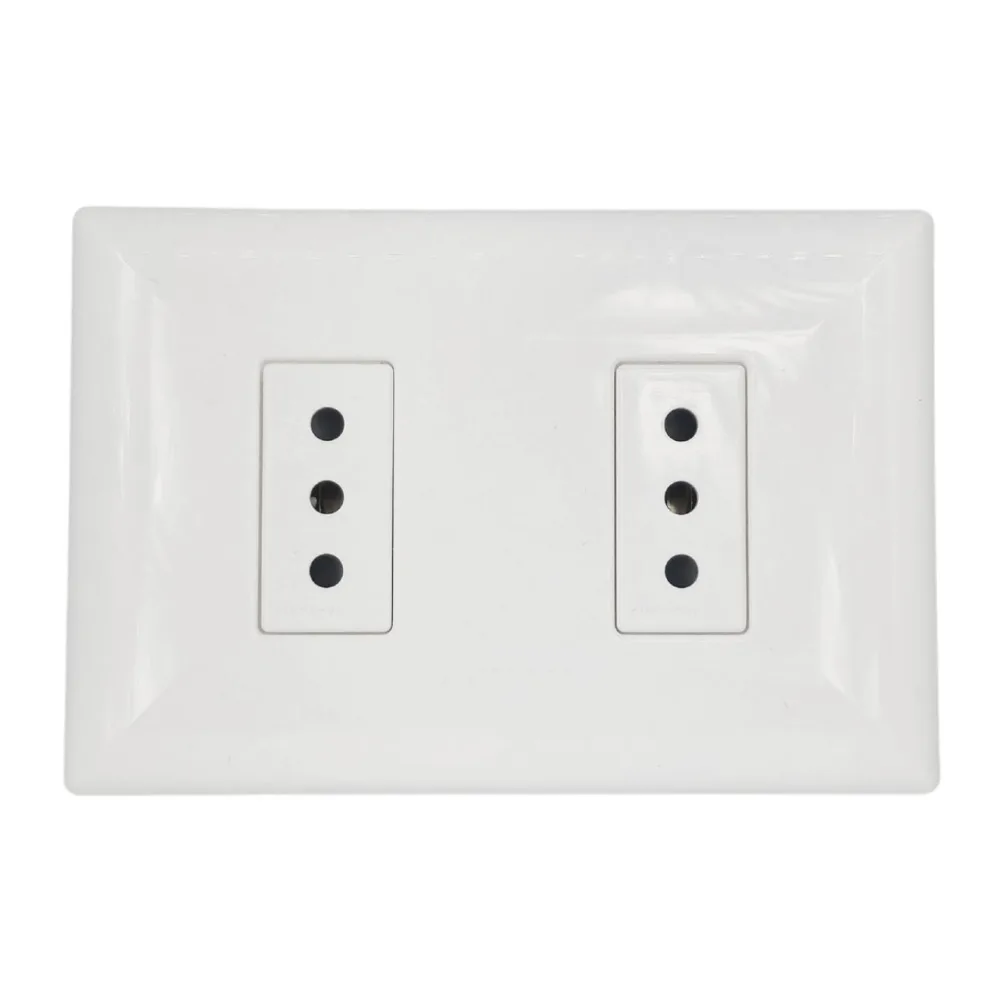 Placa Tomacorriente Duplex 10A 250V 2P+T Armado Sinthesi S17 Blanco 1795801102 Sinthesi