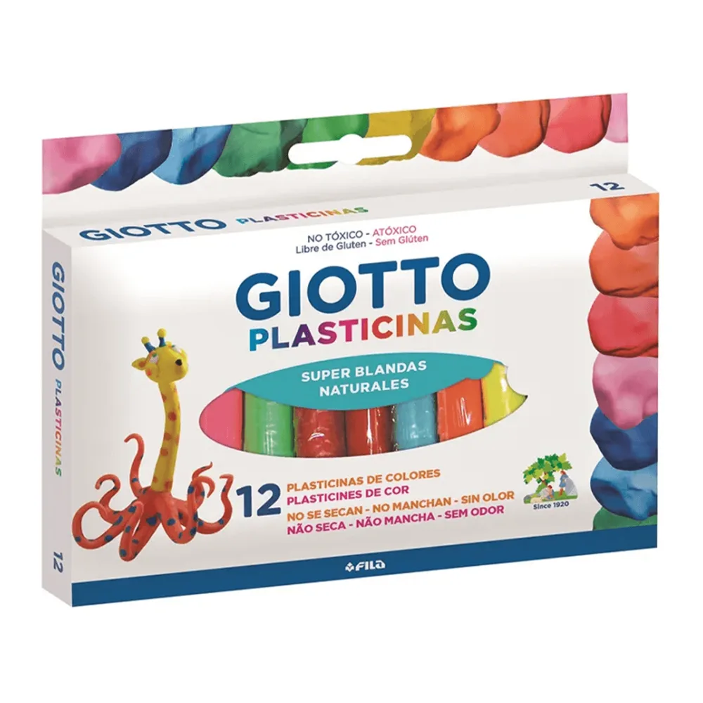 Plasticina Natural 12 Barras de Colores Giotto
