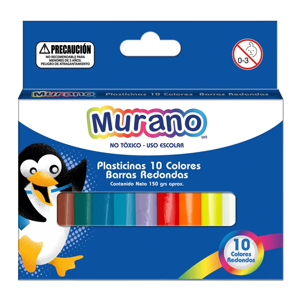 Plasticina Redonda 10 Barras 10 Colores Murano