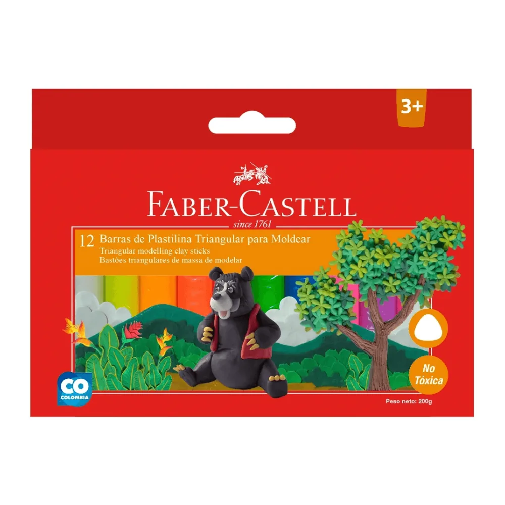 Plasticina Triangular 12 Barras de Colores Faber Castell