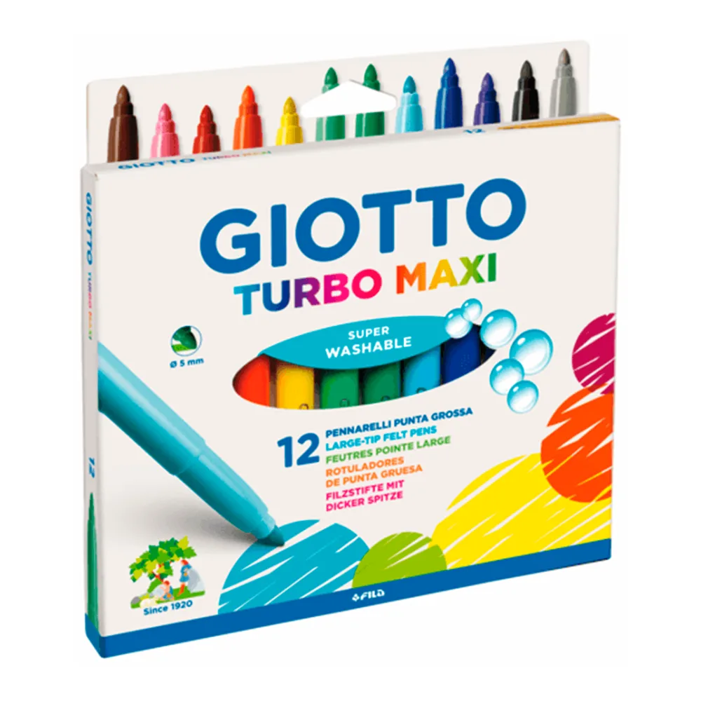 Plumon Escolar Jumbo 12 Colores Lavable Giotto