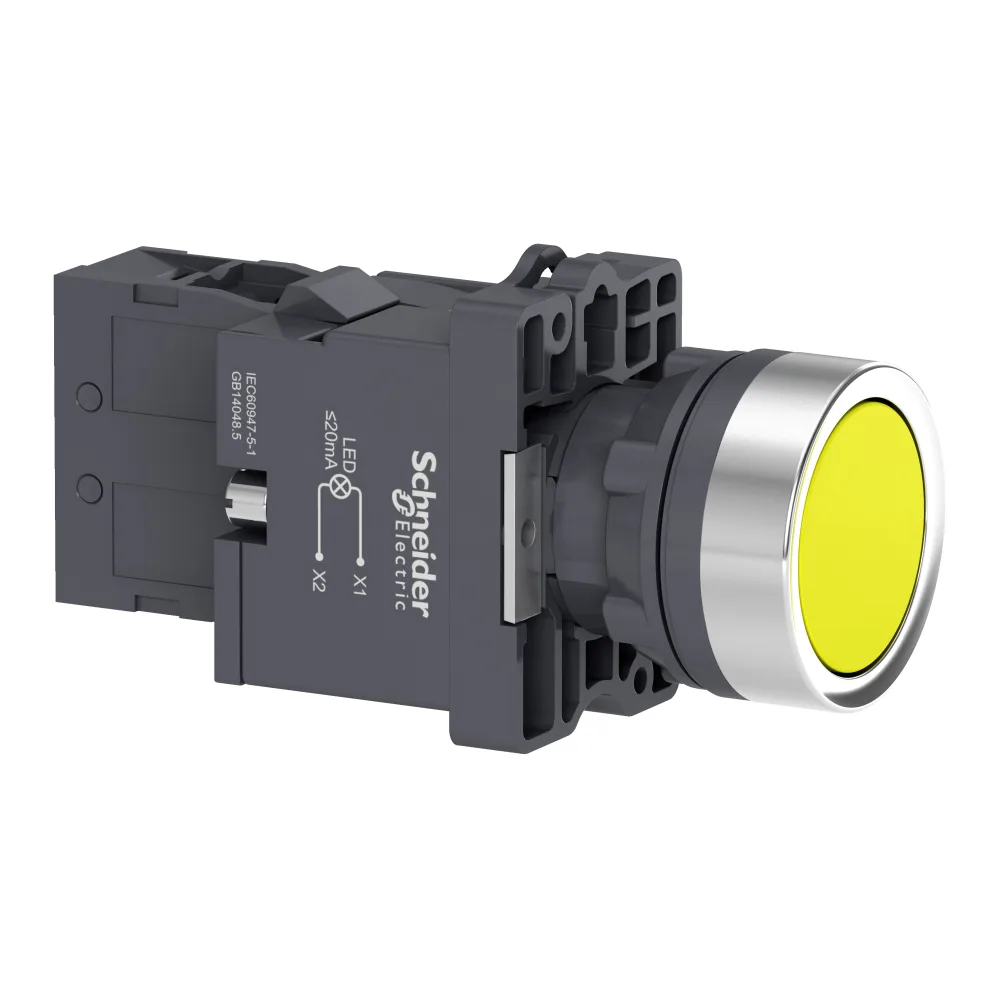 Pulsador Rasante Luminoso 220 V Ac 1NO Amarillo 2759559 Schneider Electric