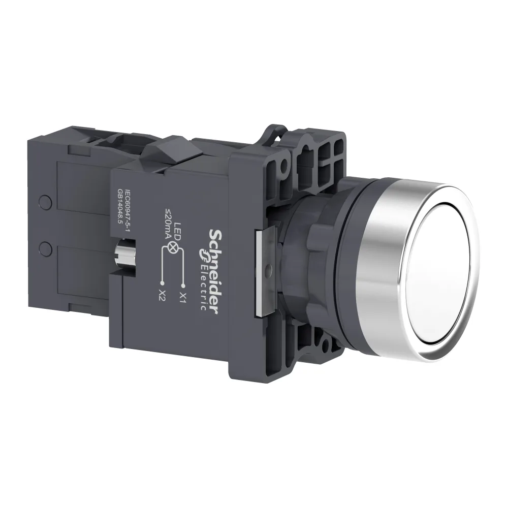 Pulsador Rasante Luminoso 220 V Ac 1NO Blanco 2758959 Schneider Electric