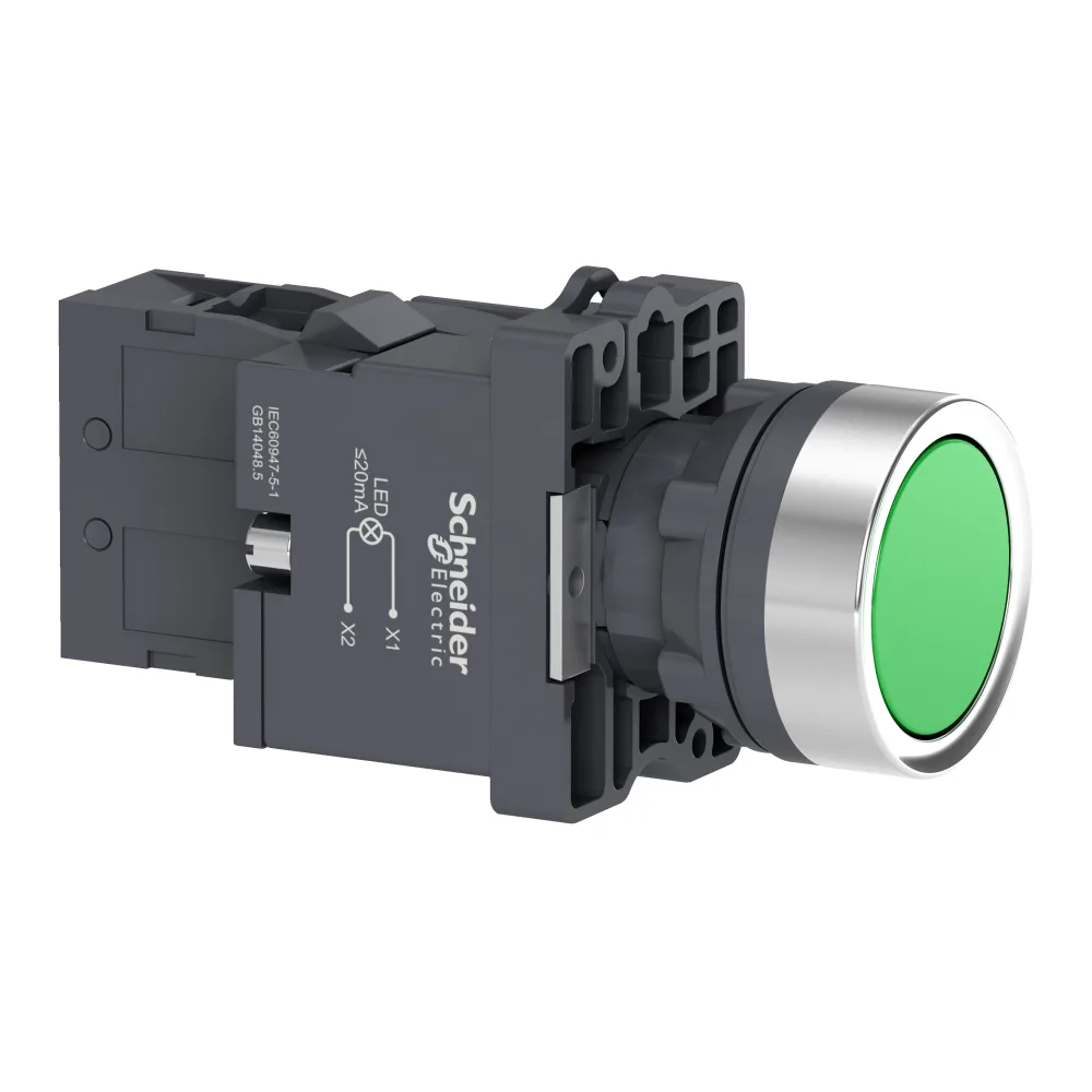 Pulsador Rasante Luminoso 220V Ac 1NO Verde 2759359 Schneider Electric