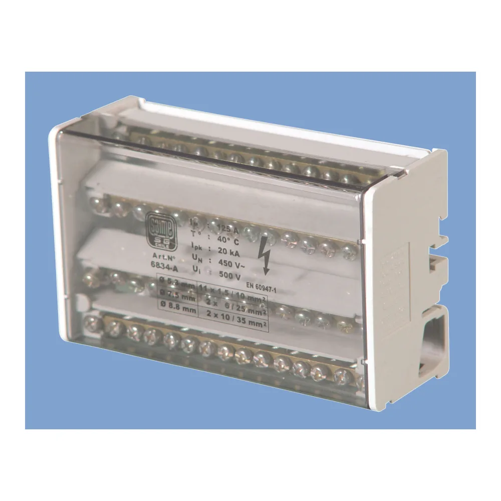 Repartidor Tetrapolar Distribucion Escalanada sin Aislacion 125A 2X35+2X25+11X10MM2 Saime Sg 683405 Saime