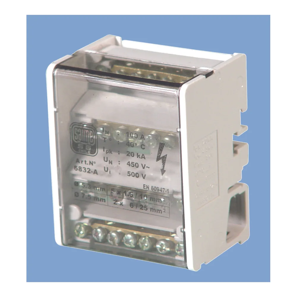 Repartidor Tetrapolar Distribucion Escalonada con Aislacion 100A 2X25+5X10MM2 Saime Sg 6832205 Saime
