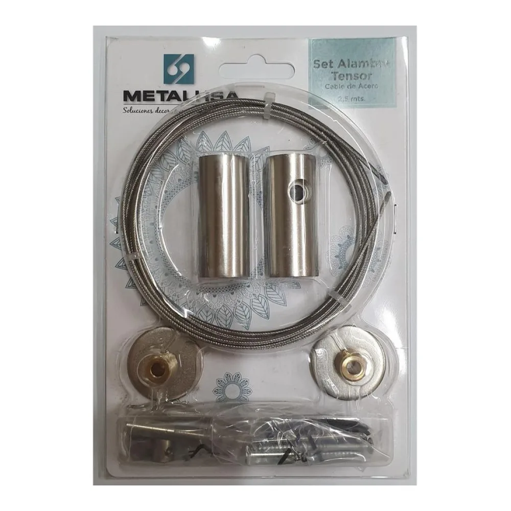 Set Cable Tensor de Acero 2,5 M Muro y Lateral. Metalhsa