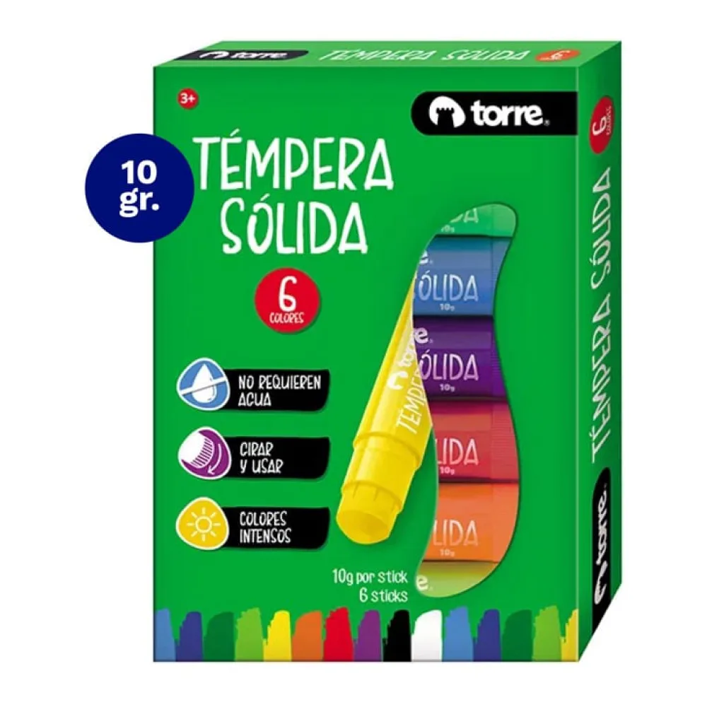 Tempera Solida 6 Colores 10 Gramos Torre