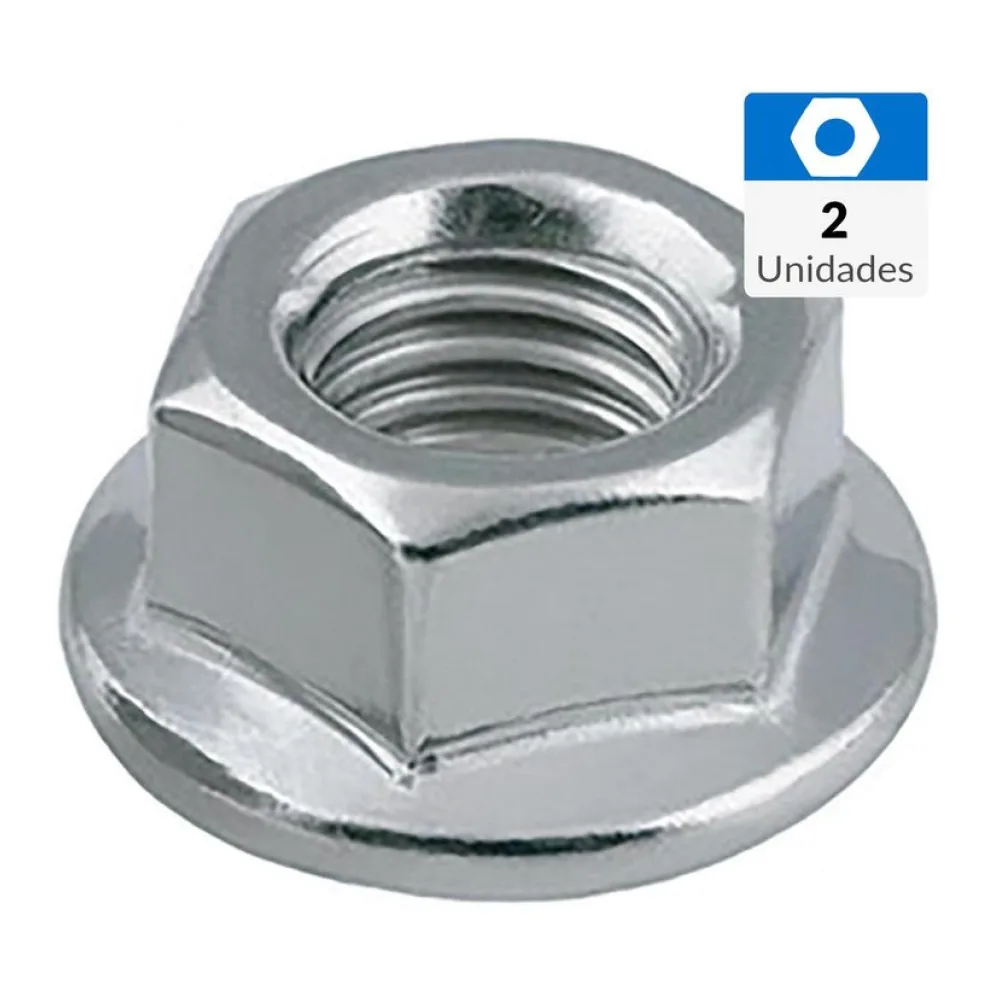 Tuerca Hexagonal Flange Unc 1/4-20 Zincado 2 Unid Mamut